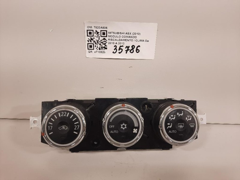 Modulo Comando Riscaldamento Clima 7820A806 Mitsubishi ASX I 2010