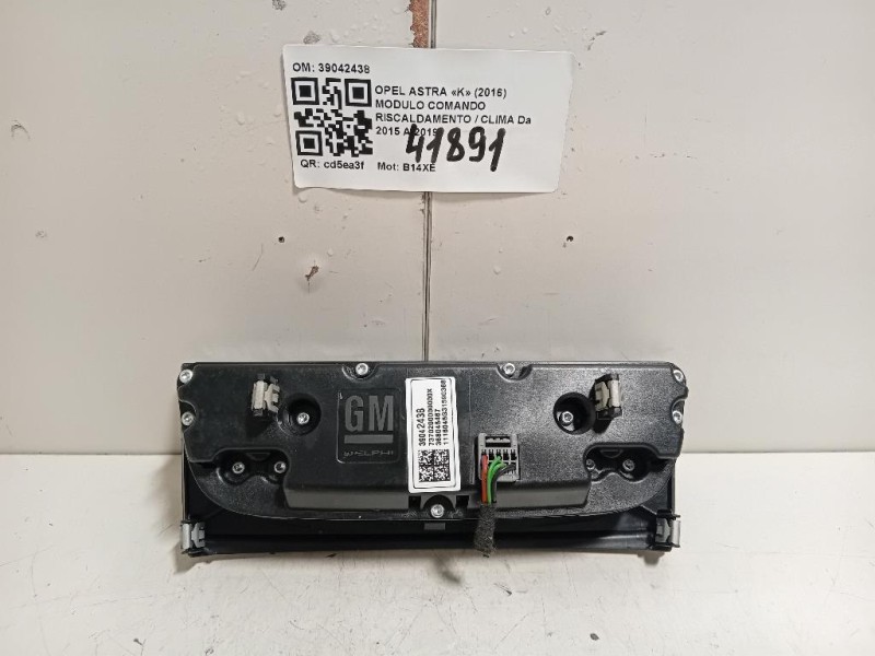 Modulo Comando Riscaldamento Clima 39042438 Opel Astra K 2016