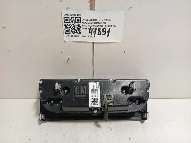 Modulo Comando Riscaldamento Clima 39042438 Opel Astra K 2016