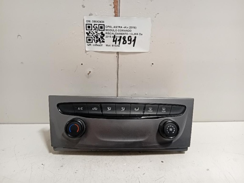 Modulo Comando Riscaldamento Clima 39042438 Opel Astra K 2016
