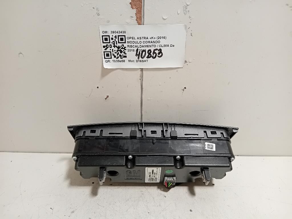 Modulo Comando Riscaldamento Clima 39042438 Opel Astra K 2016