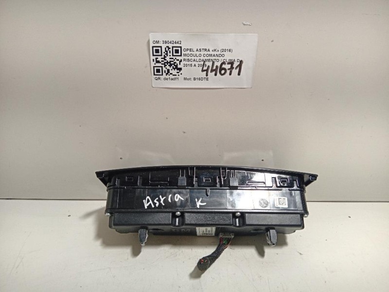 Modulo Comando Riscaldamento Clima 39042442 Opel Astra K 2016