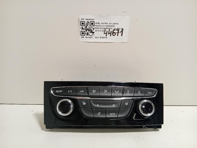 Modulo Comando Riscaldamento Clima 39042442 Opel Astra K 2016