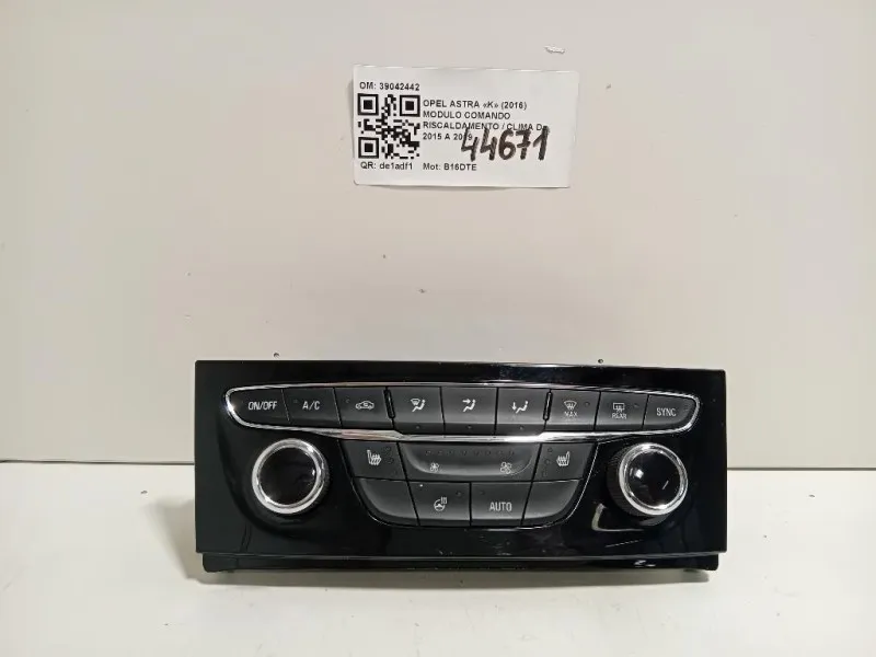 Modulo Comando Riscaldamento Clima 39042442 Opel Astra K 2016
