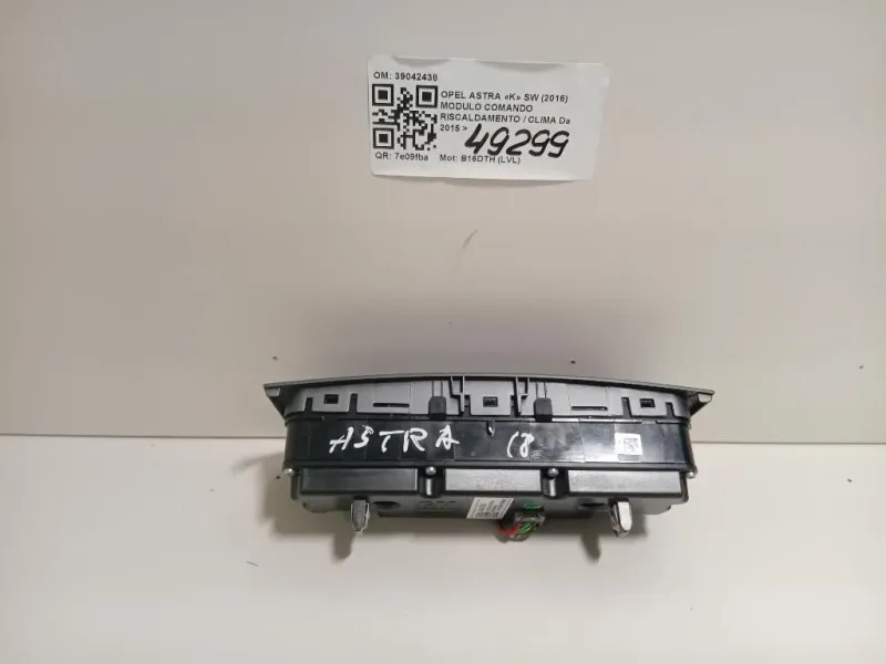 Modulo Comando Riscaldamento Clima 39042438 Opel Astra K SW 2016