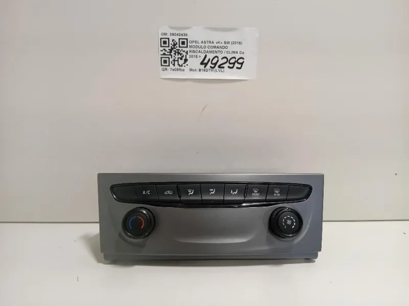 Modulo Comando Riscaldamento Clima 39042438 Opel Astra K SW 2016