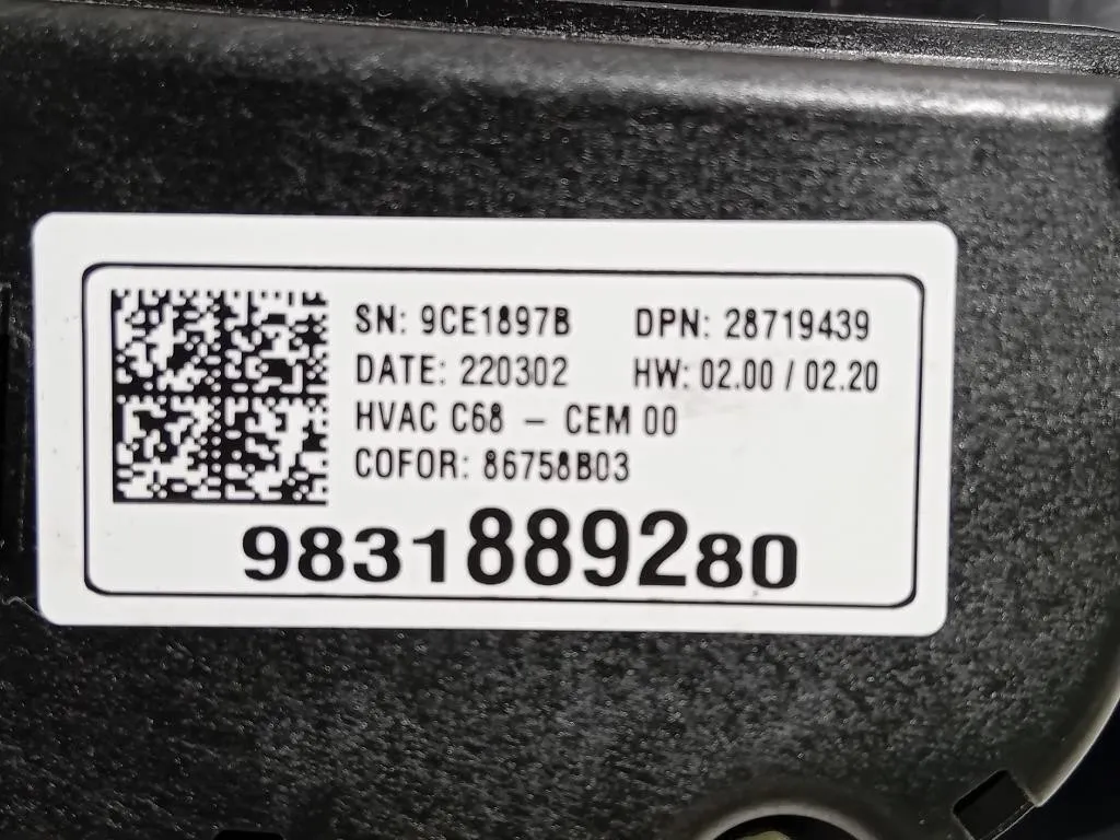 Modulo Comando Riscaldamento Clima 9831889280 Opel Corsa E 2014