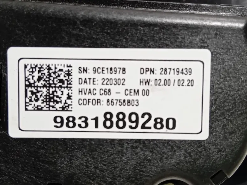 Modulo Comando Riscaldamento Clima 9831889280 Opel Corsa E 2014