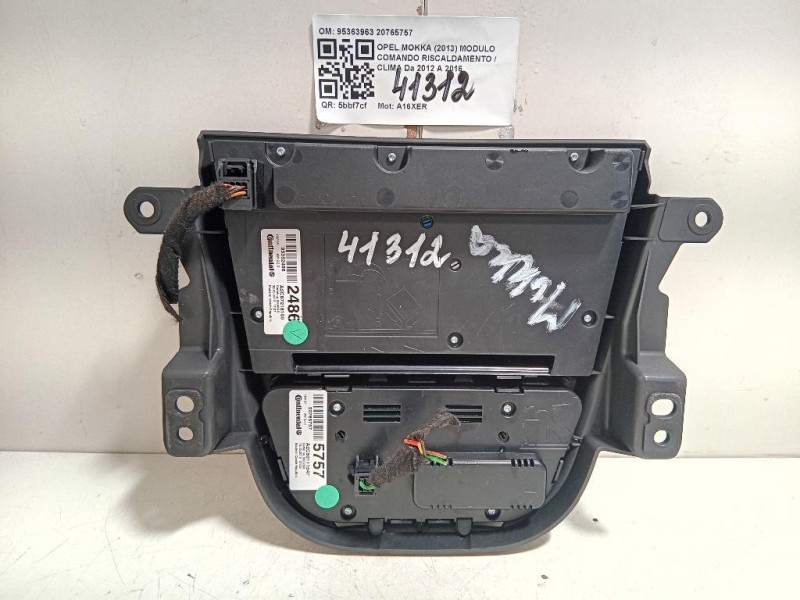Modulo Comando Riscaldamento Clima 95363963 20765757 Opel Mokka 2013