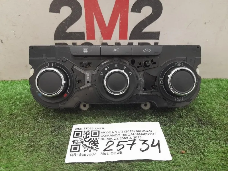 Modulo Comando Riscaldamento Clima 3T0820047R Skoda YETI 2010