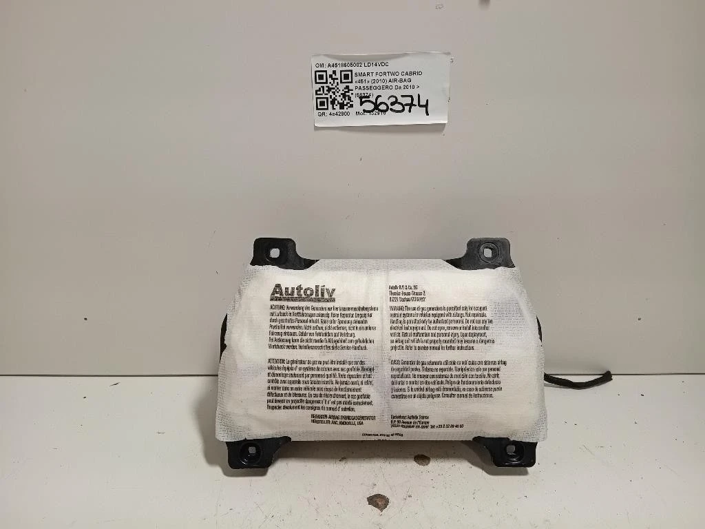 Air-bag Passeggero A4518605002 Smart Fortwo Cabrio 451 2010