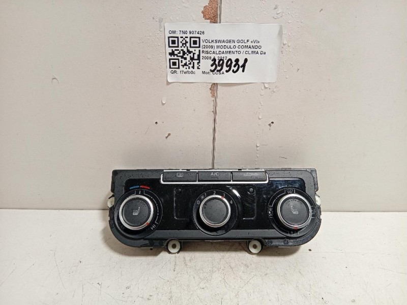 Modulo Comando Riscaldamento Clima 7N0 907426 Volkswagen GOLF VI 2009