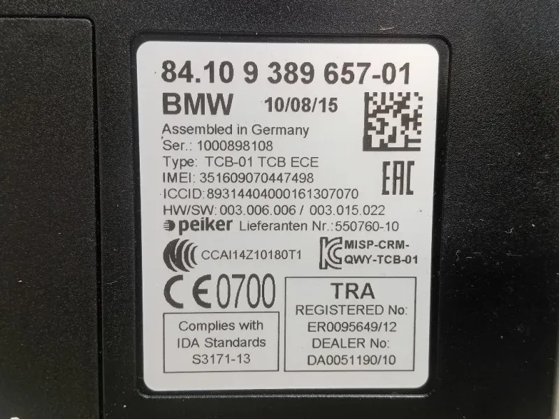 Modulo Telematico 84109389657-01 Bmw Serie 1 F20 Berlina 2015