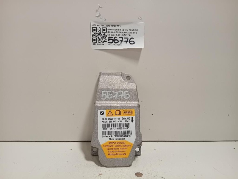 Centralina Air-bag 65779172019 Bmw Serie 5 E61 Touring 2004
