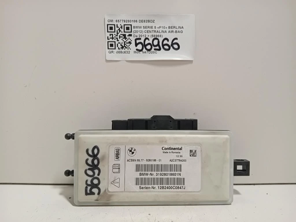 Centralina Air-bag 65779280186 Bmw Serie 5 F10 Berlina 2012