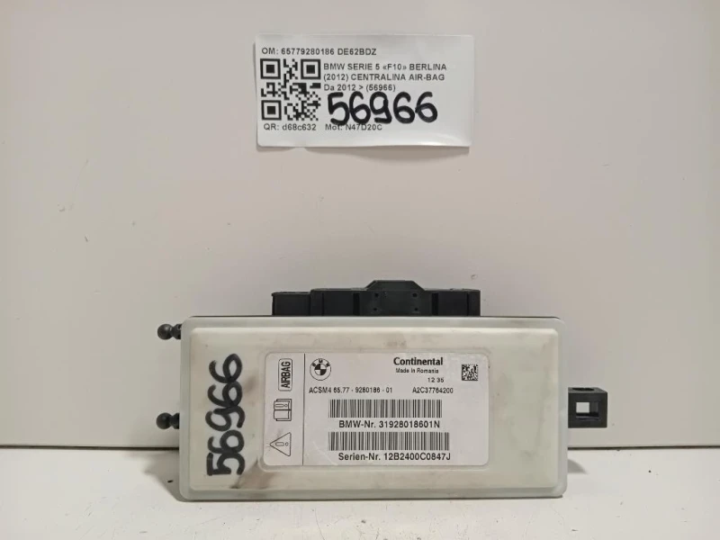 Centralina Air-bag 65779280186 Bmw Serie 5 F10 Berlina 2012