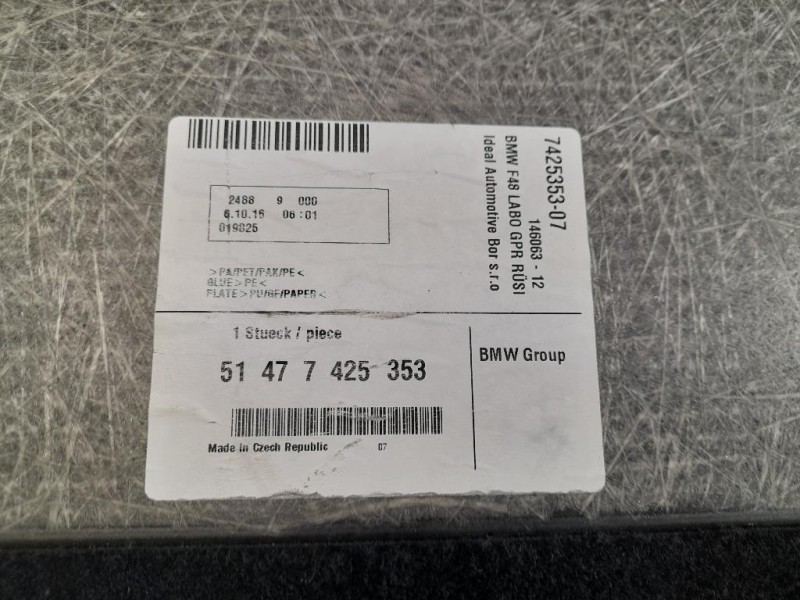 Moquette SEDE Ruota Scorta 51477425353 Bmw X1 F48 2015