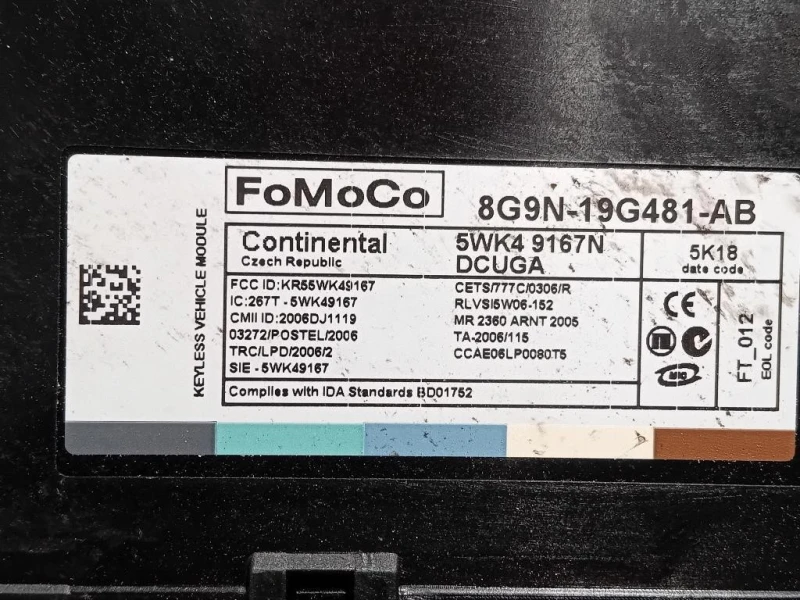 Centralina Keyless GO 8G9N-19G481-AB Jaguar XF I 2011