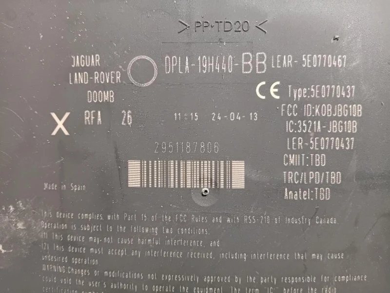 Centralina Keyless GO DPLA-19H440-BB Jaguar XF I 2011
