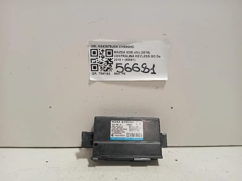 Centralina Keyless GO N243675U0A Mazda MX5 IV 2015