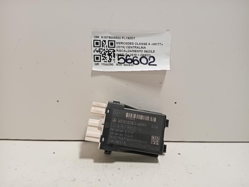 Centralina Riscaldamento Sedile ANT A1679000500 Mercedes Classe A W177 2018