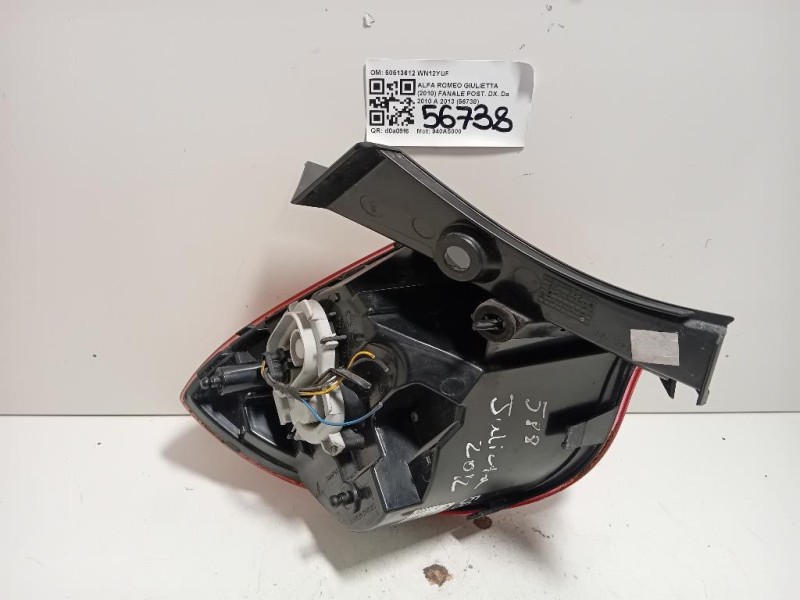 Fanale POST DX 50513612 Alfa Romeo Giulietta 2010