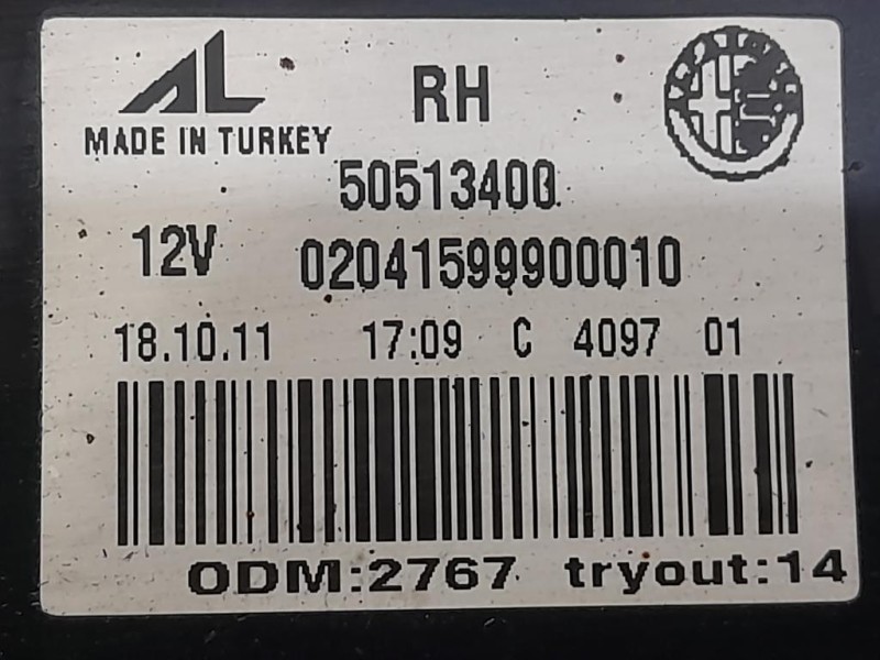 Fanale INT POST DX 50513400 Alfa Romeo Giulietta 2010