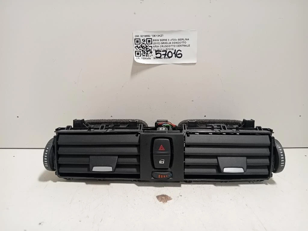 Griglia Condotto ARIA Cruscotto Centrale 9218552 Bmw Serie 3 F30 Berlina 2012