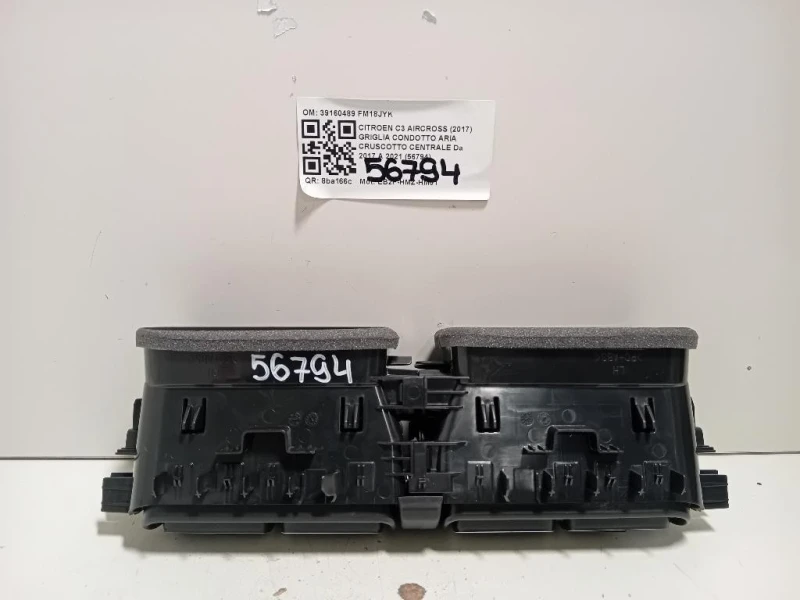 Griglia Condotto ARIA Cruscotto Centrale 39160489 Citroen C3 Aircross 2017