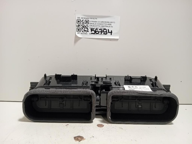 Griglia Condotto ARIA Cruscotto Centrale 39160489 Citroen C3 Aircross 2017