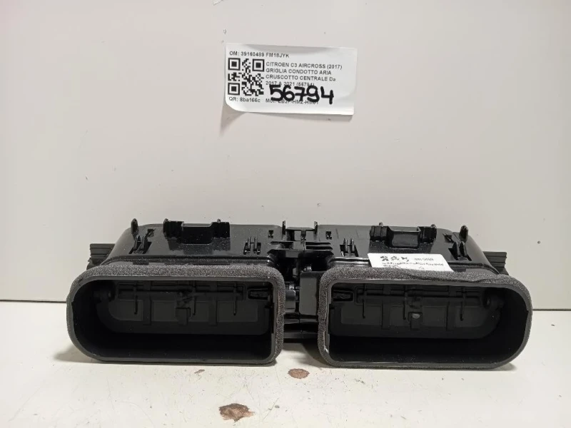 Griglia Condotto ARIA Cruscotto Centrale 39160489 Citroen C3 Aircross 2017