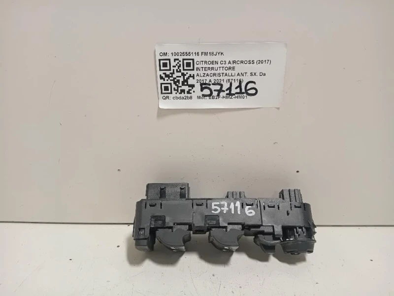 Interruttore Alzacristalli ANT SX 1002555116 Citroen C3 Aircross 2017