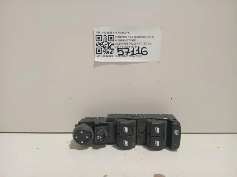 Interruttore Alzacristalli ANT SX 1002555116 Citroen C3 Aircross 2017