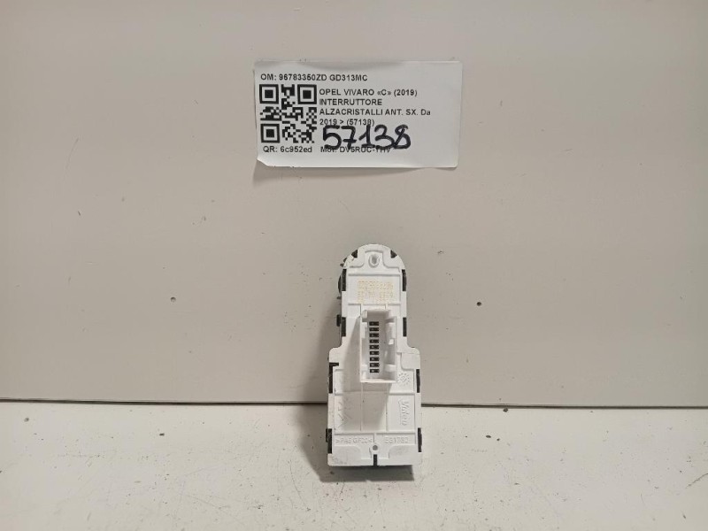 Interruttore Alzacristalli ANT SX 96783350ZD Opel Vivaro C 2019