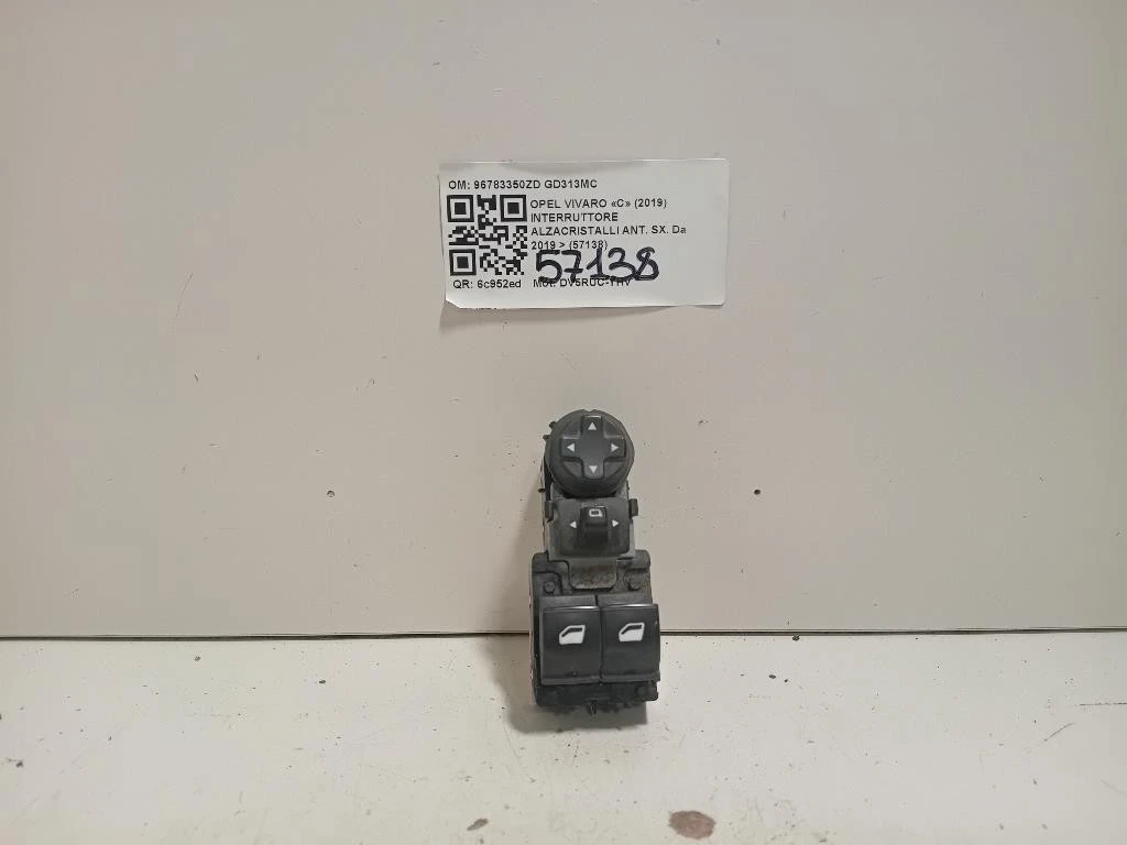 Interruttore Alzacristalli ANT SX 96783350ZD Opel Vivaro C 2019