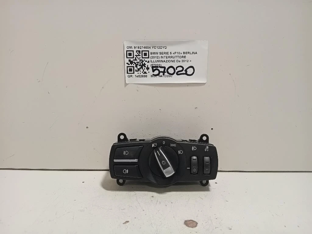 Interruttore Illuminazione 919274604 Bmw Serie 5 F10 Berlina 2012