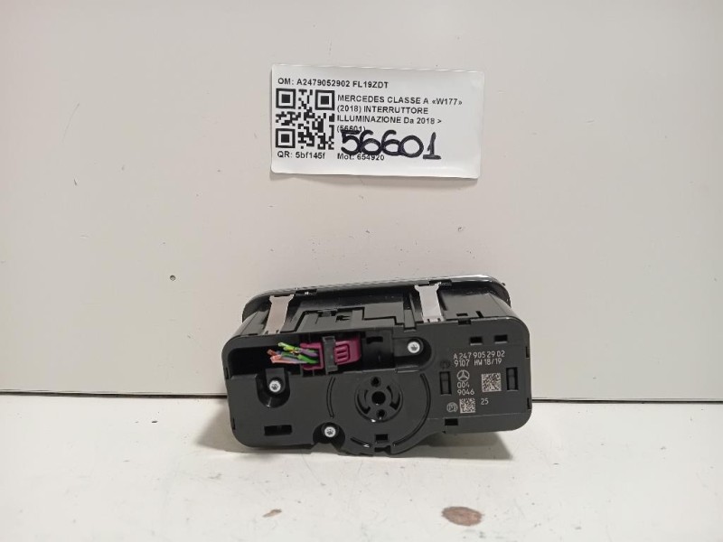 Interruttore Illuminazione A2479052902 Mercedes Classe A W177 2018