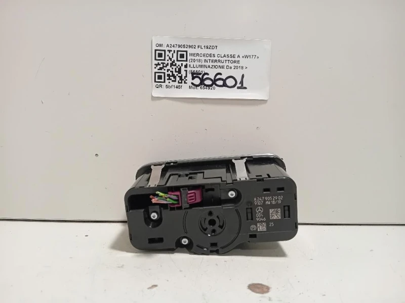 Interruttore Illuminazione A2479052902 Mercedes Classe A W177 2018