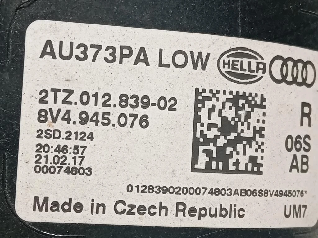 Fanale INT POST DX 8V4 945 076 Audi A3 8VA Sportback 2012