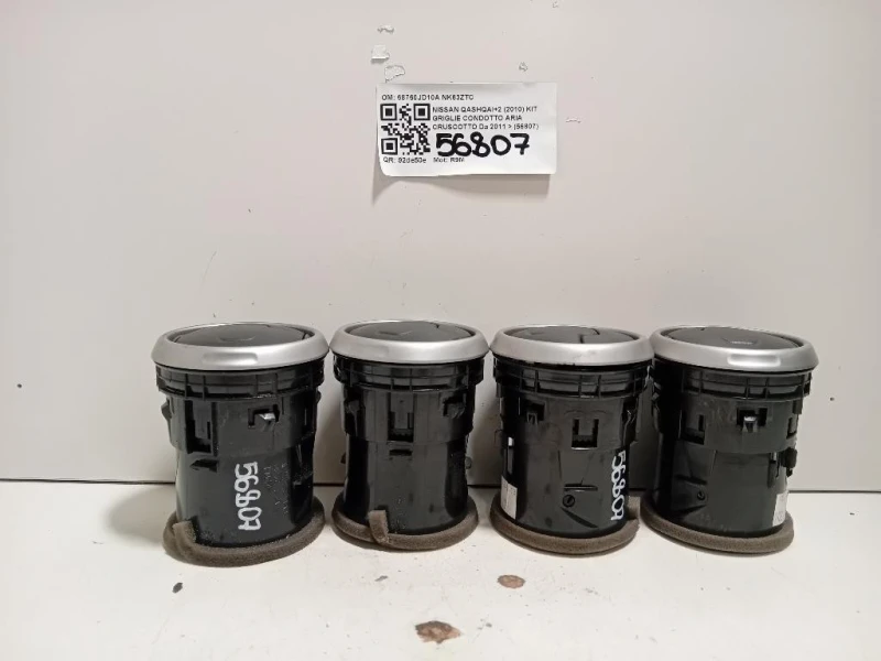 KIT Griglie Condotto ARIA Cruscotto 68760JD10A Nissan Qashqai+2 2010