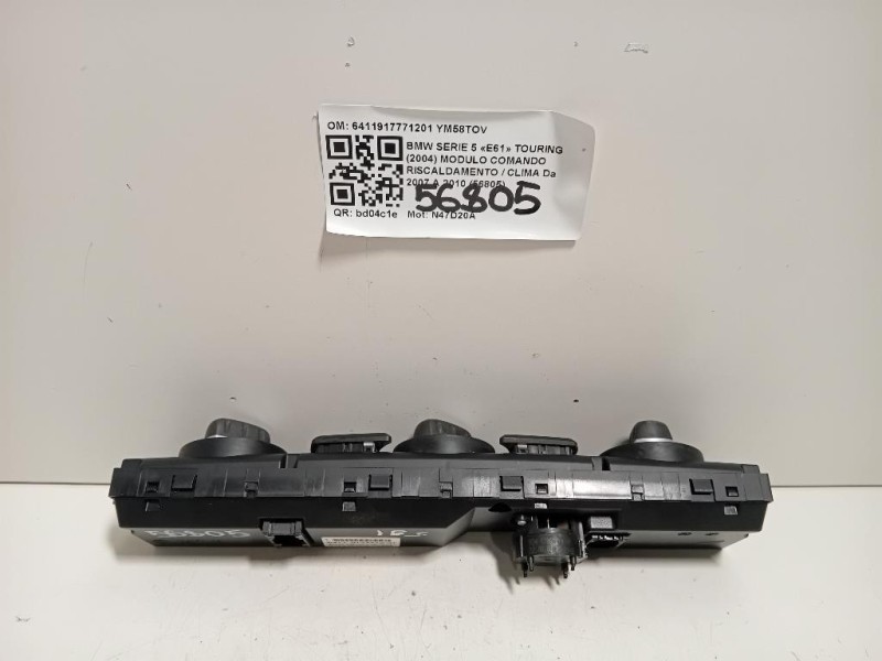 Modulo Comando Riscaldamento Clima 6411917771201 Bmw Serie 5 E61 Touring 2004