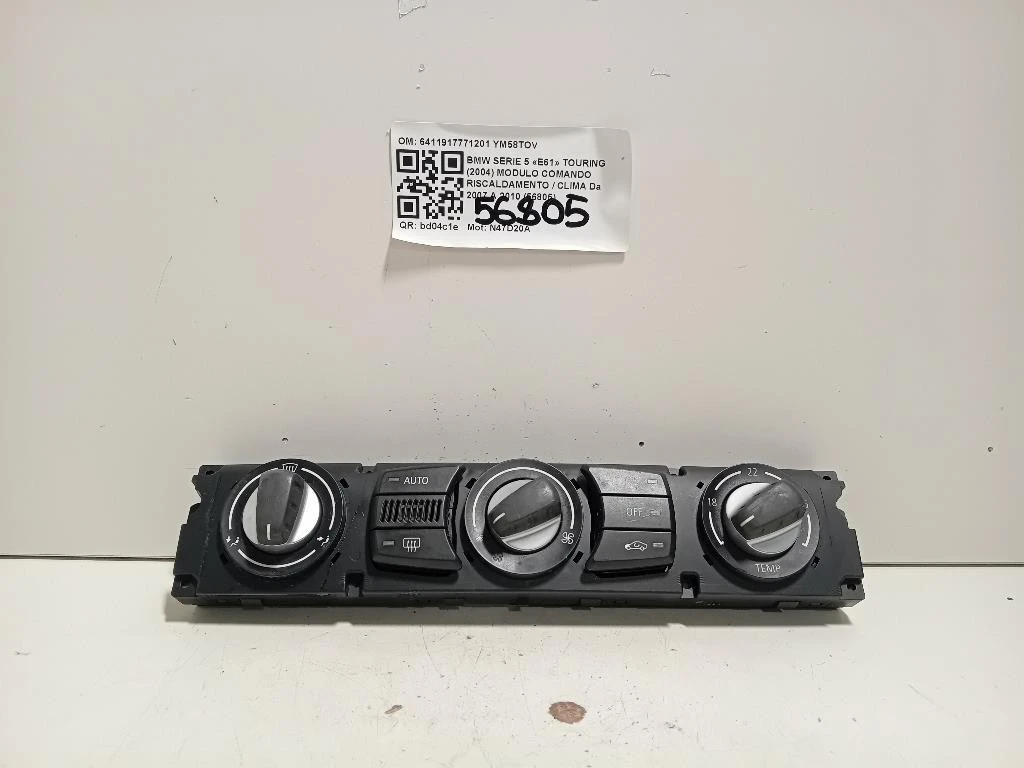 Modulo Comando Riscaldamento Clima 6411917771201 Bmw Serie 5 E61 Touring 2004