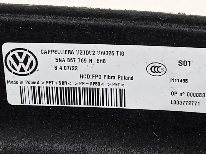 Ripiano Copertura VANO Bagagli 5NA867769 Volkswagen Tiguan II 2020
