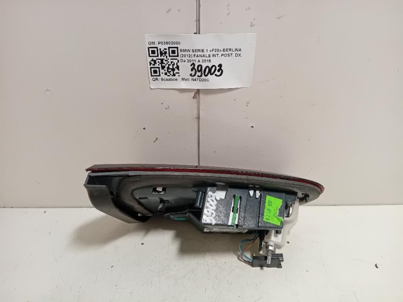 Fanale INT POST DX P03602000 Bmw Serie 1 F20 Berlina 2012