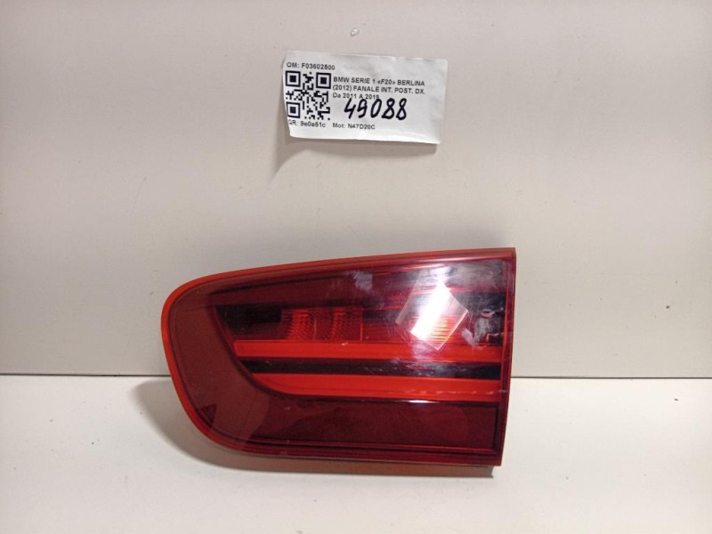 Fanale INT POST DX F03602500 Bmw Serie 1 F20 Berlina 2012