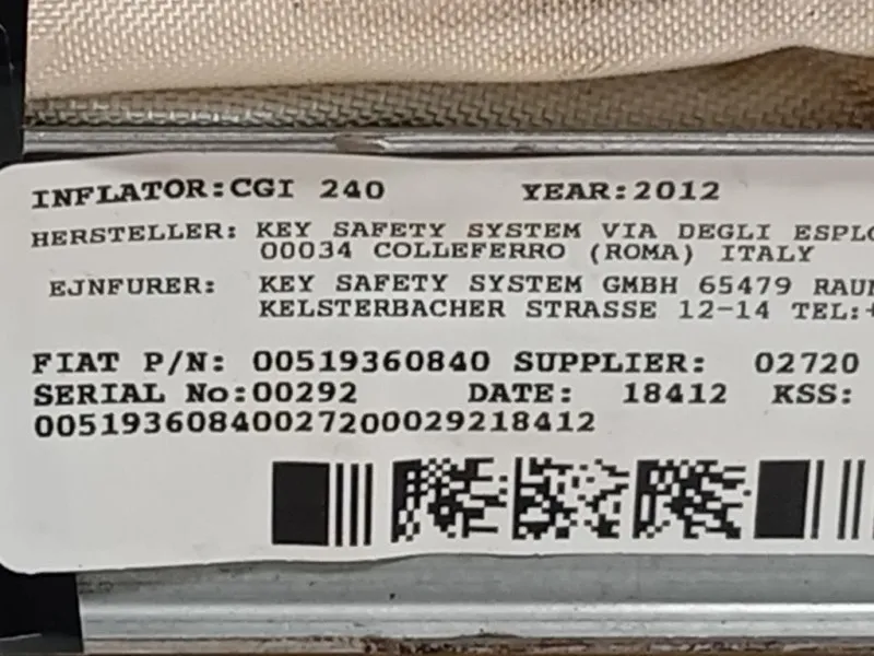 Air-bag A Tendina SX 51908423 Lancia Ypsilon III 2011