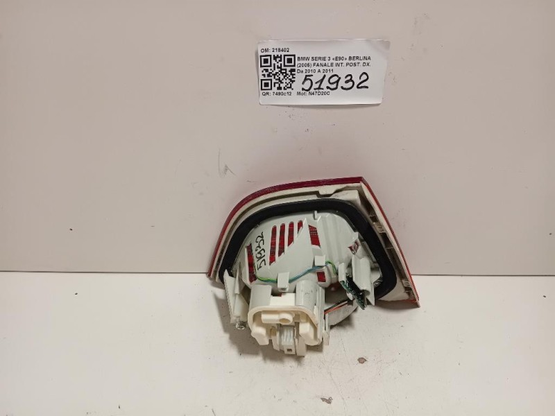 Fanale INT POST DX 218402 Bmw Serie 3 E90 Berlina 2005