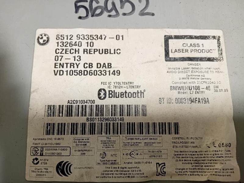Navigatore Satellitare 65129335347 Bmw Serie 1 F20 Berlina 2012