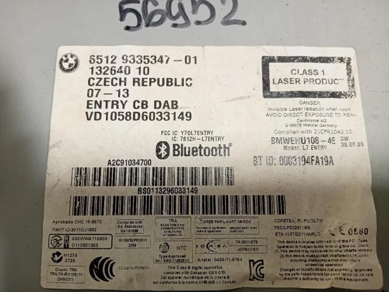 Navigatore Satellitare 65129335347 Bmw Serie 1 F20 Berlina 2012