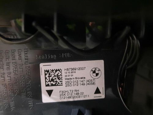 Fanale INT POST DX H8736912007 Bmw Serie 3 F30 Berlina 2015